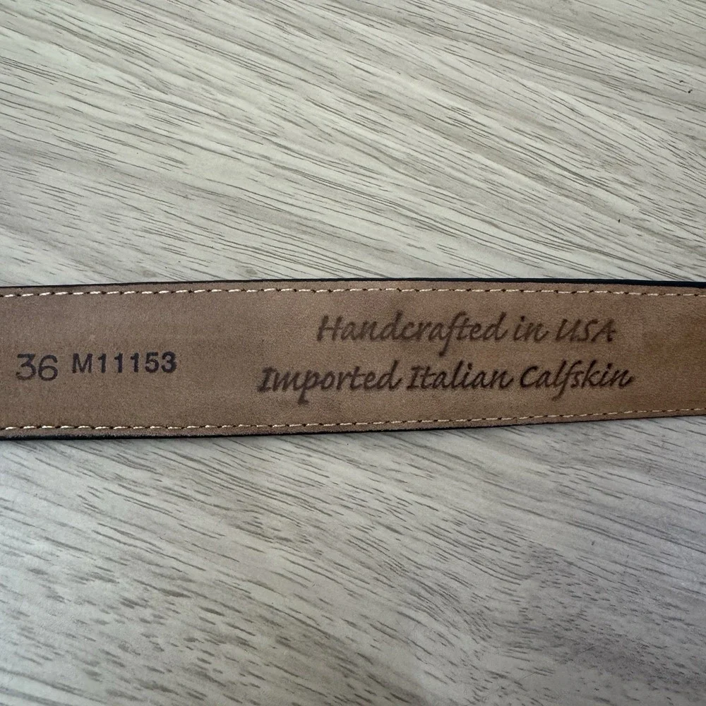 Brighton Belt Men's Size 36 Black Leather Imported Italian Calfskin‎ Made In USA